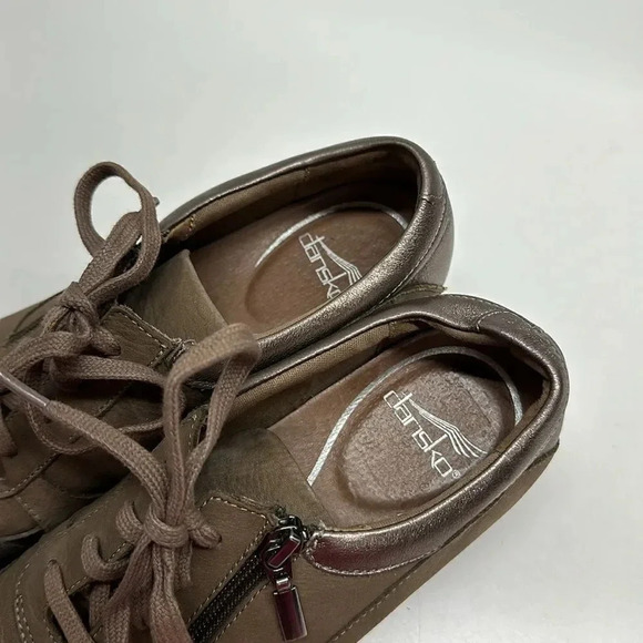 Dansko Lace Up Leather Clogs Shoes Brown Tan Size 37 6.5 - 7 - Picture 7 of 14